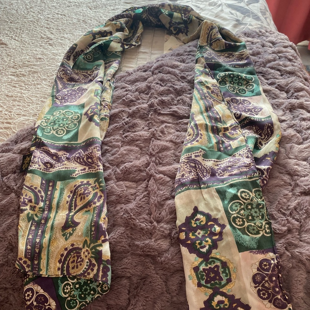 Chic Paisley Green and Purple Scarf